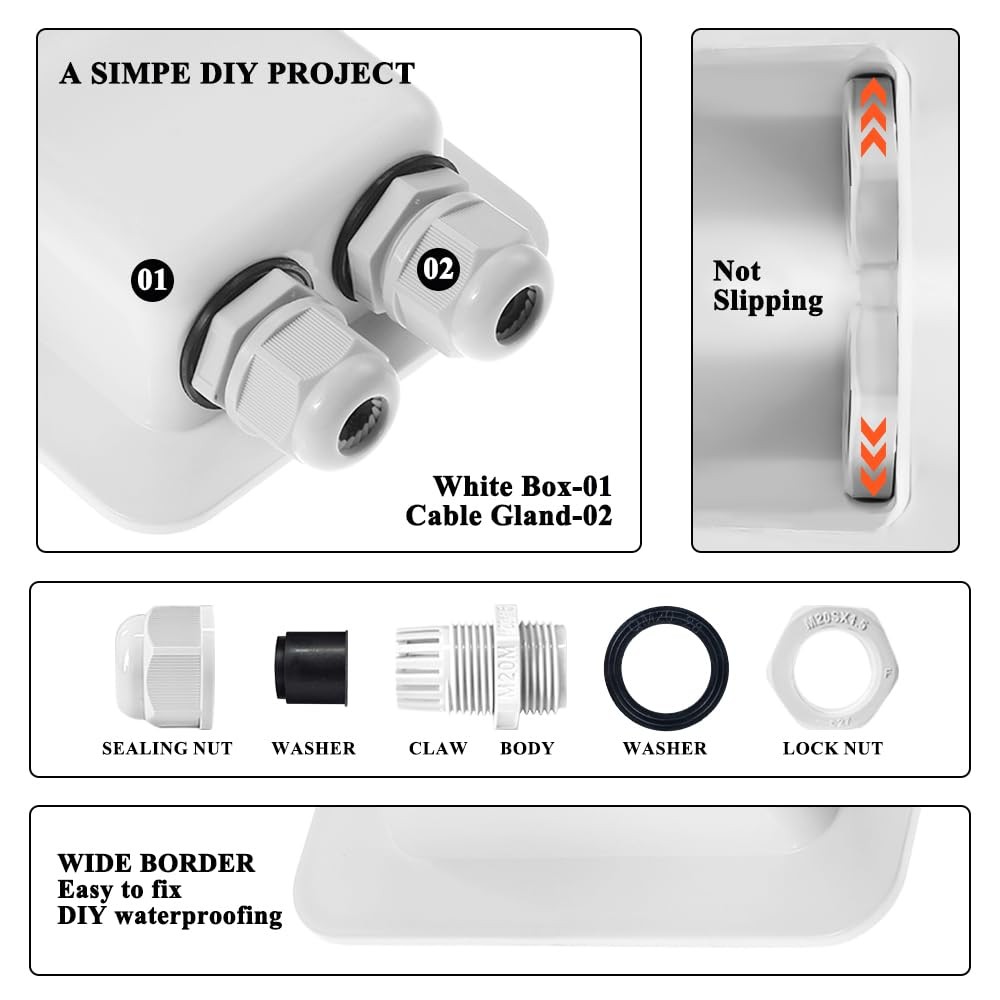 Weatherproof ABS Solar Double Cable Entry Gland 2mm² to 6mm² All Cable Types