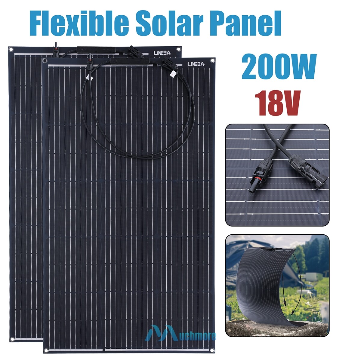 200W Watt Mono Solar Panel 18V Battery Charging Home Off-Grid RV Car Boat Power