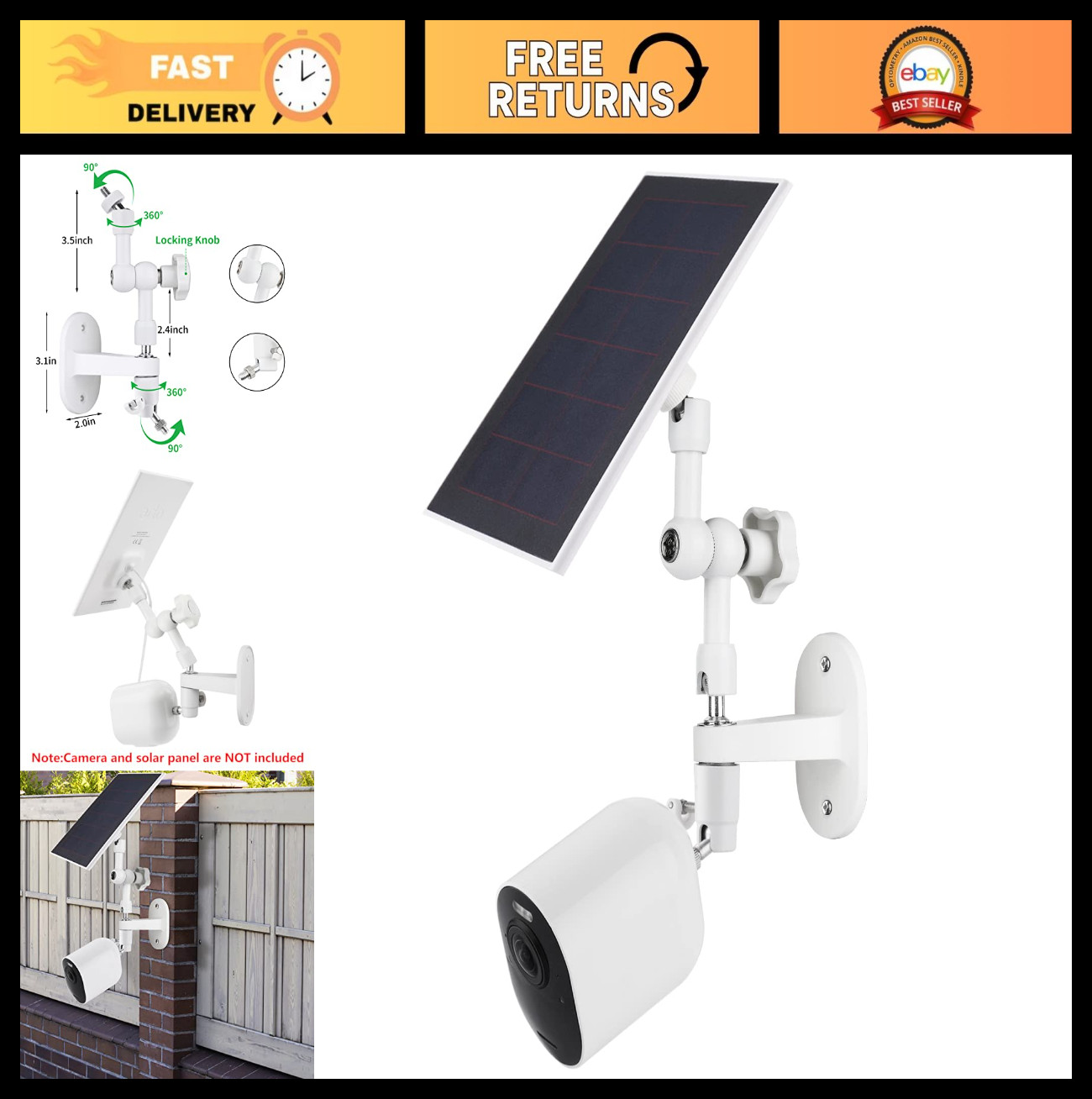 2-in-1 Adjustable Wall Mount for Solar Panel & Arlo Security Cameras – Maximize