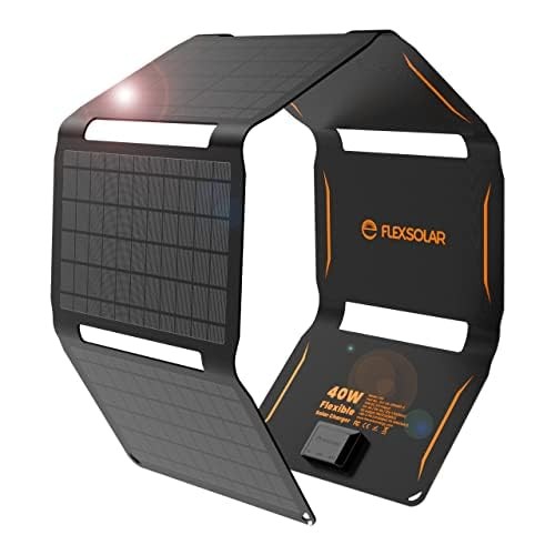 40W Foldable Solar Panel Charger with USB-C and USB-A Outputs for Phones, 40 W