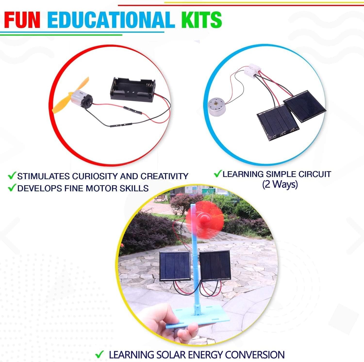 4 in 1 Solar Power STEM Kit DIY Science Toy Electric Motor for Kids