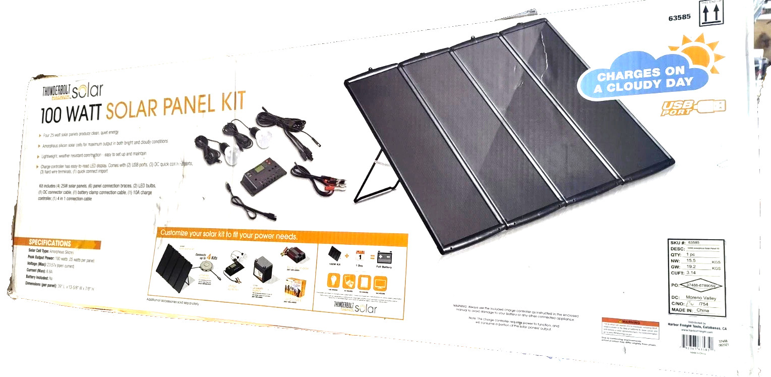 Thunderbolt Magnum Solar 100 Watt Solar Kit BRANDNEW!