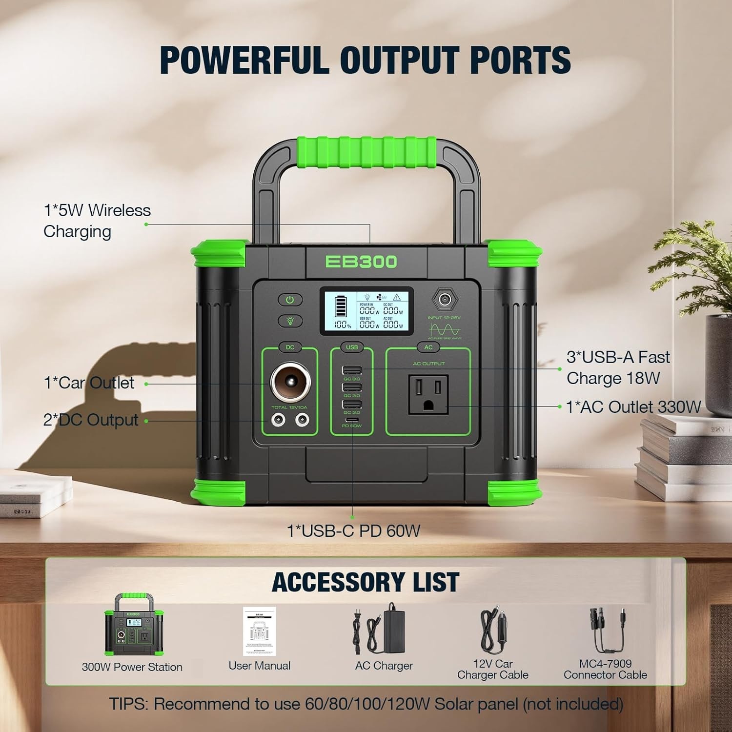 288Wh Solar Generator – Portable Power Station for Outdoors