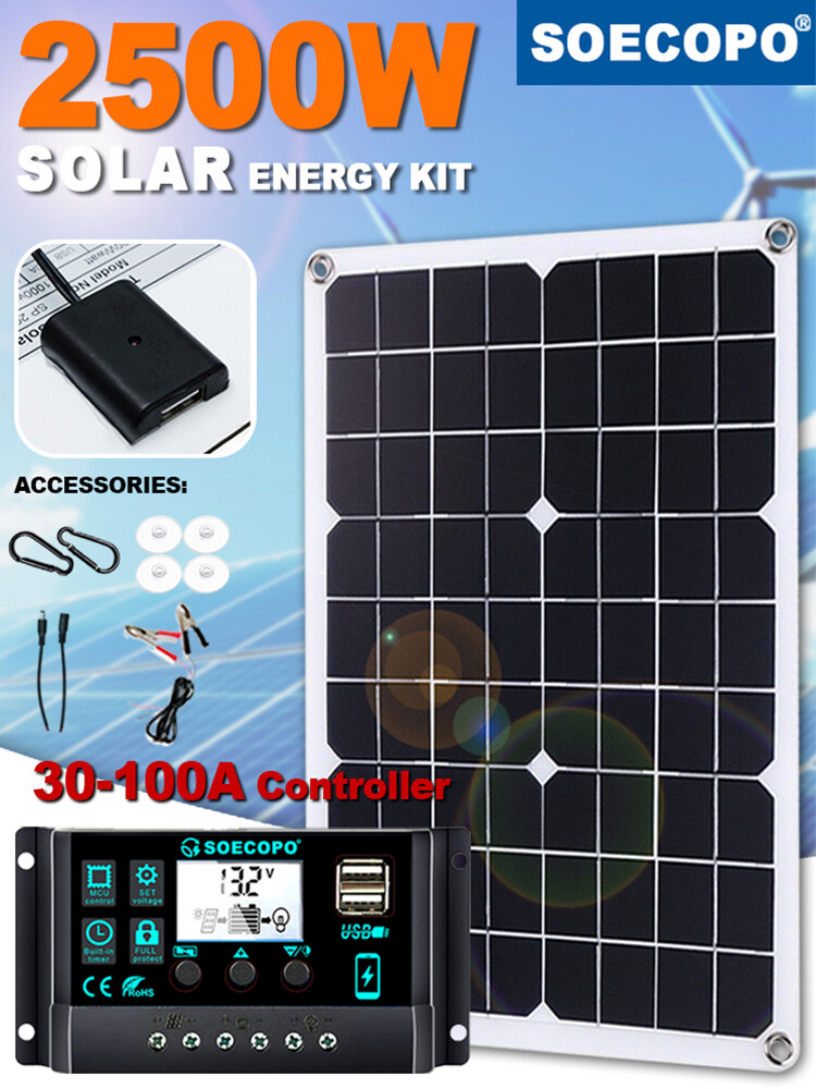 25 Watts Solar Panel Kit 100A 12V Battery Charger with Controller Caravan NEW