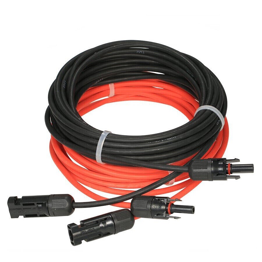 10AWG Black & Red Solar Panel Extension Cable with Female Male Connector 1*6mm²