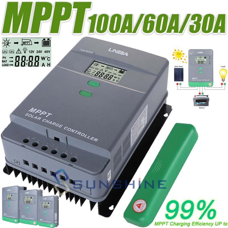 MPPT/PWM Solar Panel Regulator Charge Controller Auto Focus Tracking LCD 12/24V
