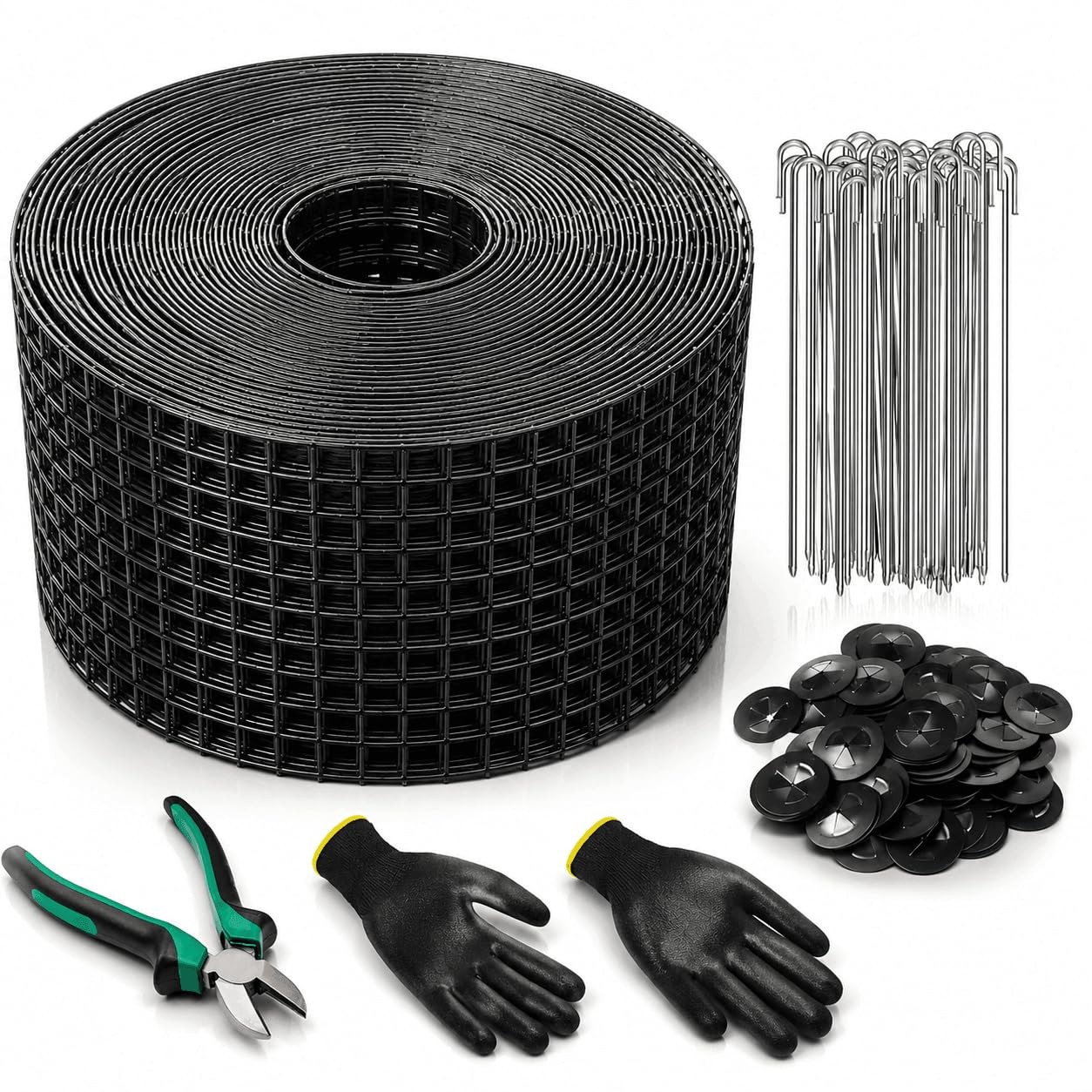 Solar Panel Critter Guard, 6in x 100ft PVC Coated Mesh, 60 Clips