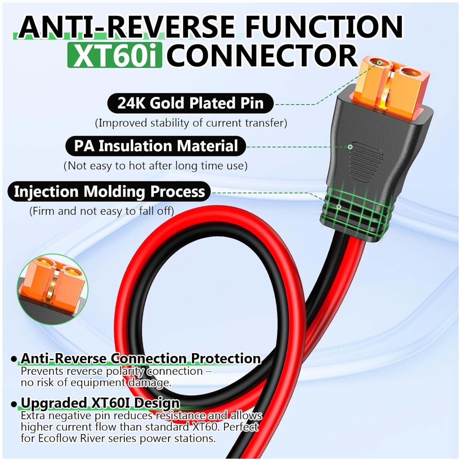 Flame-Retardant XT60i Solar Adapter Cable – Off-Grid System