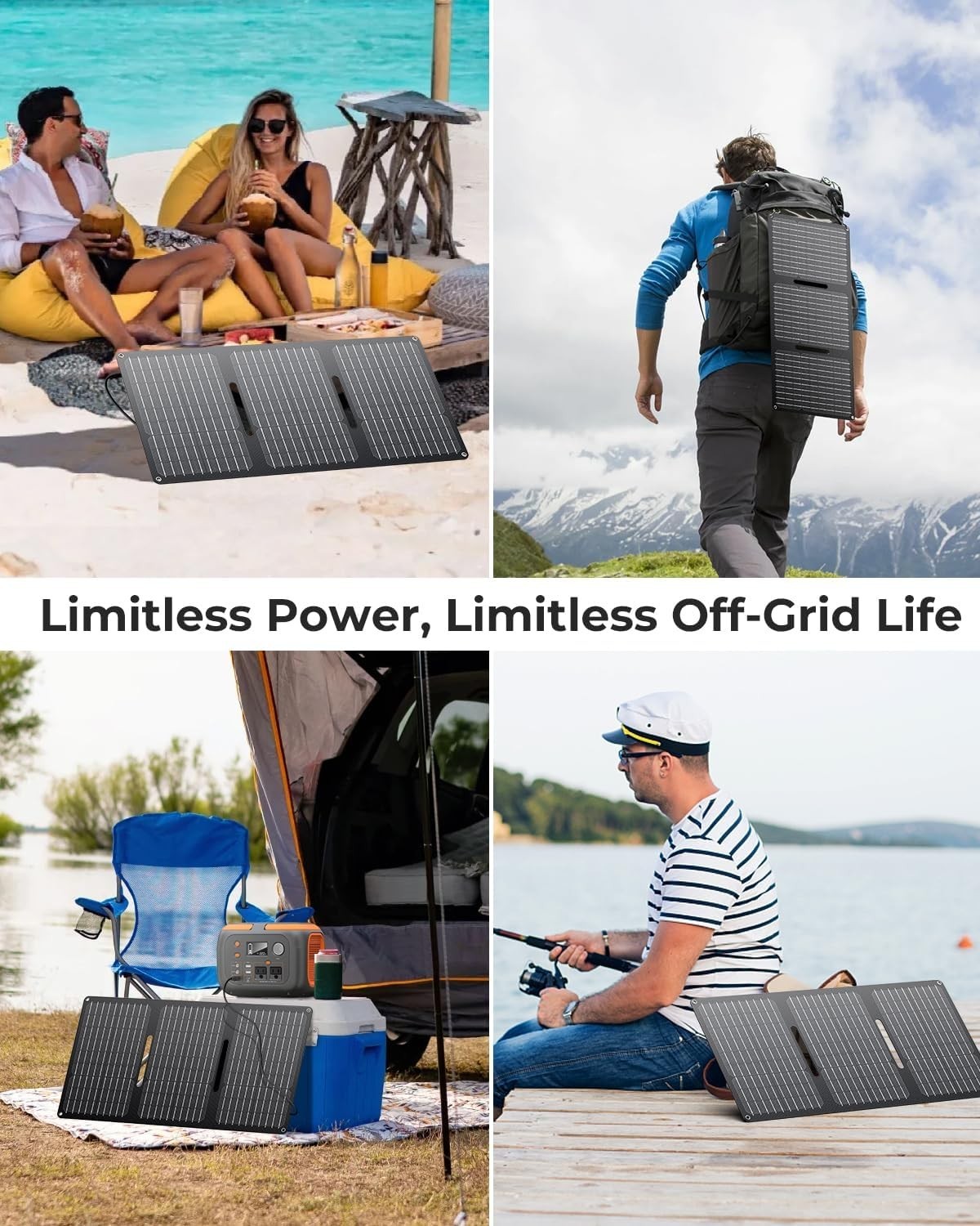30W Foldable Solar Panel-Charger Waterproof Monocrystalline USB DC Output Cam…