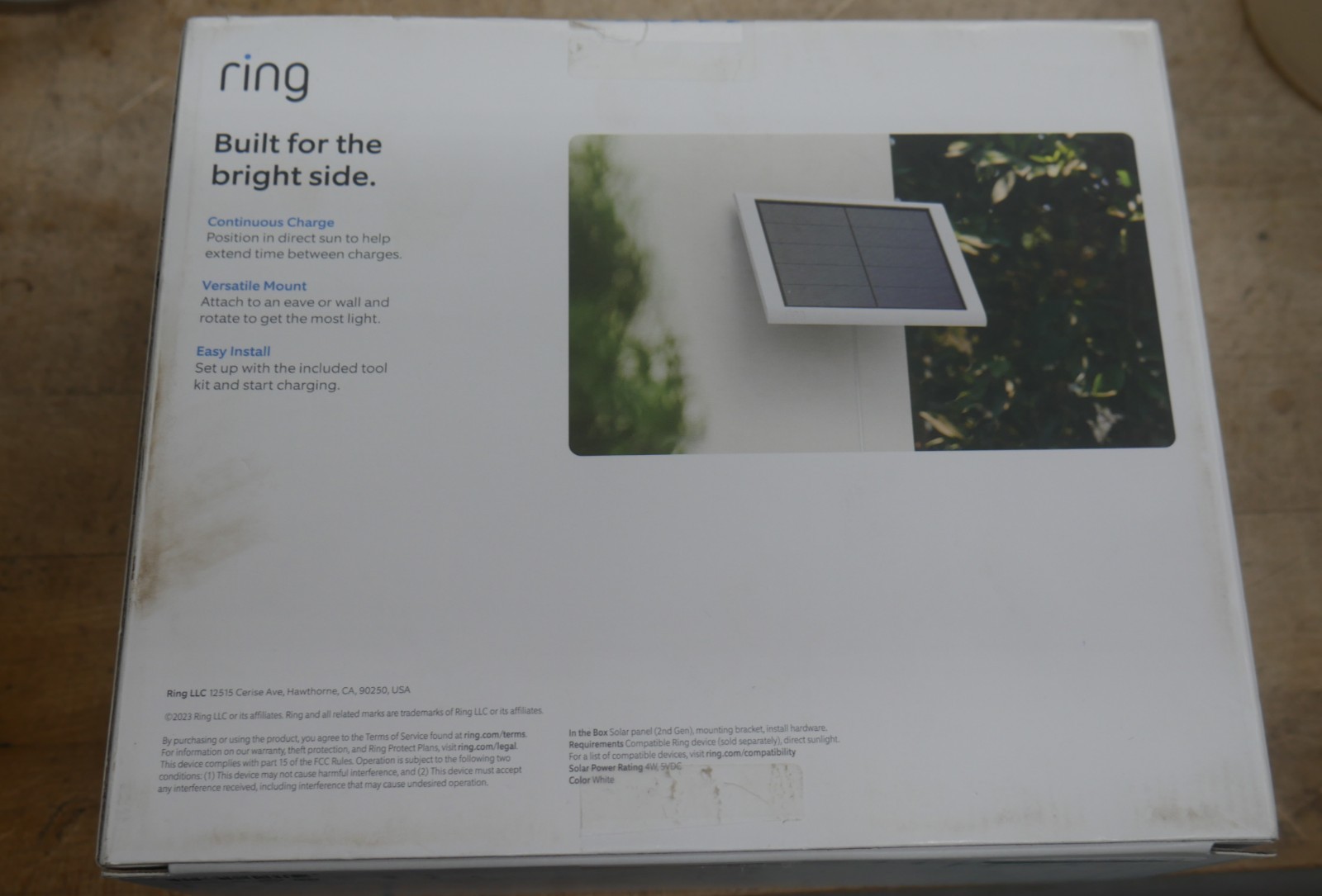 Ring 2nd Generation Solar Panel for Select Ring Cameras White USB-C NEW/OPEN BOX