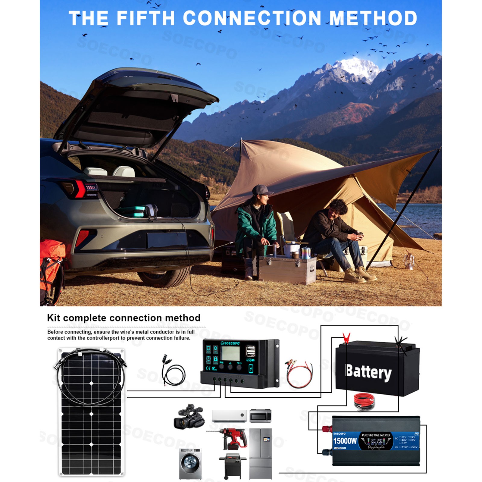 15000W Solar System Kit Flexible Panel 12V To 110V 220V for Camp Home Charger