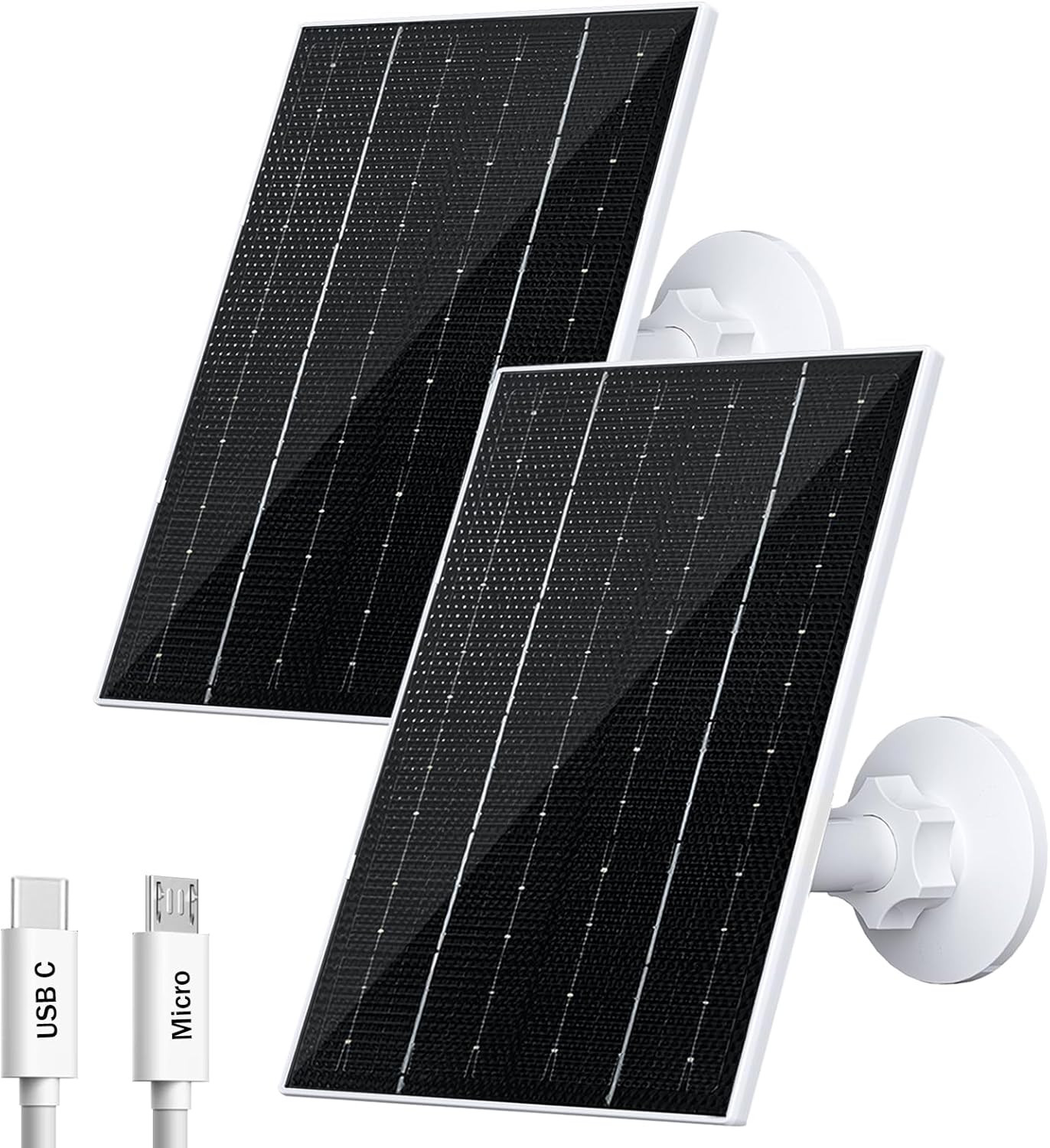 4W Solar Panel for Security Camera, Type-C/Micro USB Solar Charger for Rechargea