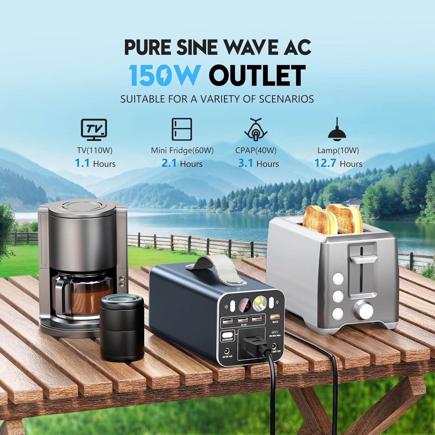 Swift 150W Portable Power Station – Ideal for Camping & Complete Device Charge
