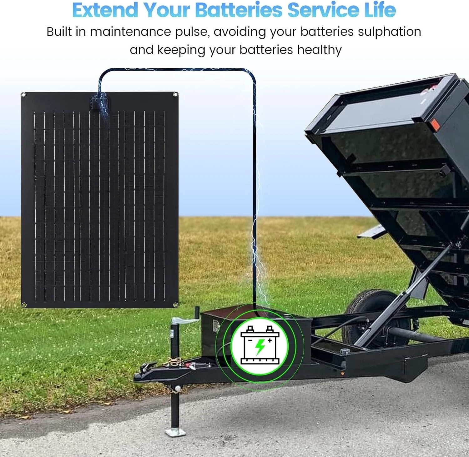 Solar Battery Charger Maintainer, 20W Solar Panel Kit for Dump Trailer Built….