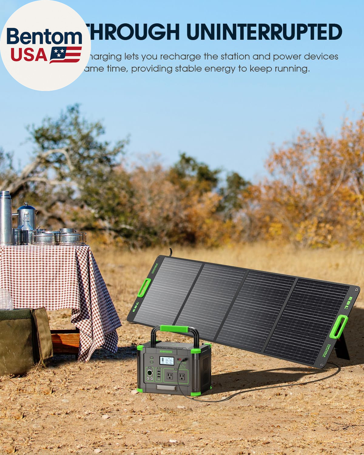 1000W Portable Power Station 999Wh, 110V Pure Sine Wave AC Outlet (2000W Peak),