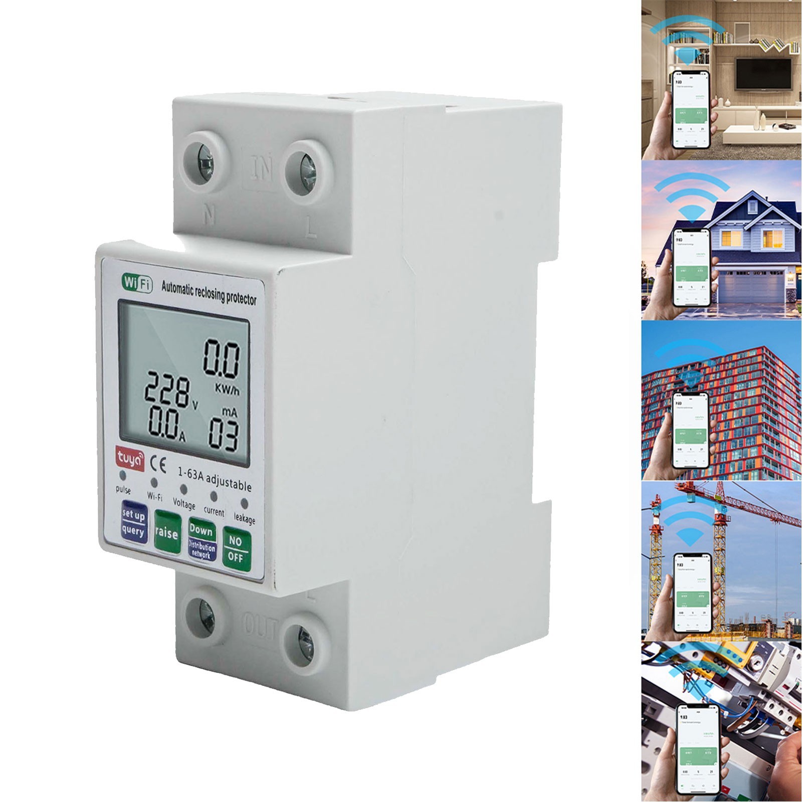 For Tuya WiFi Smart Reset Protector Switch Current Breaker Meter AC80-300V