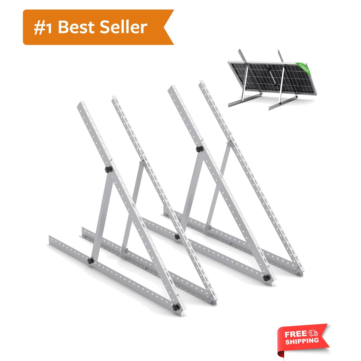 41in Adjustable Solar Panel Tilt Mount Brackets, Aluminum 2-Set | Foldable Al…