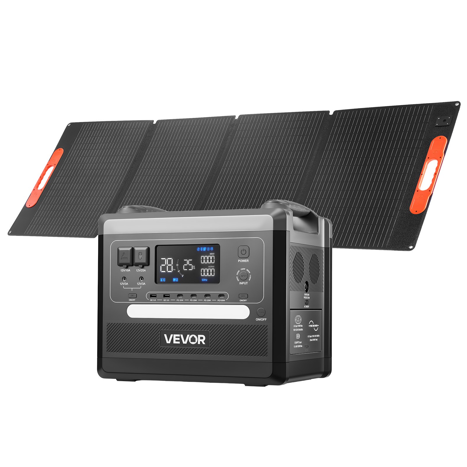 VEVOR Portable Power Station Solar Generator 2400W 2160Wh with 200W Solar Panel