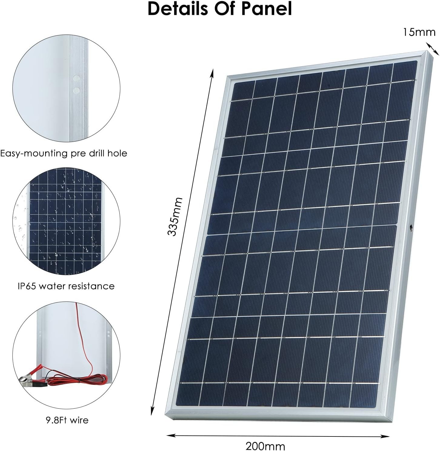 30W Portable Solar Panel Kit Set,IP65 Waterproof for Home Outdoor Camping,Travel