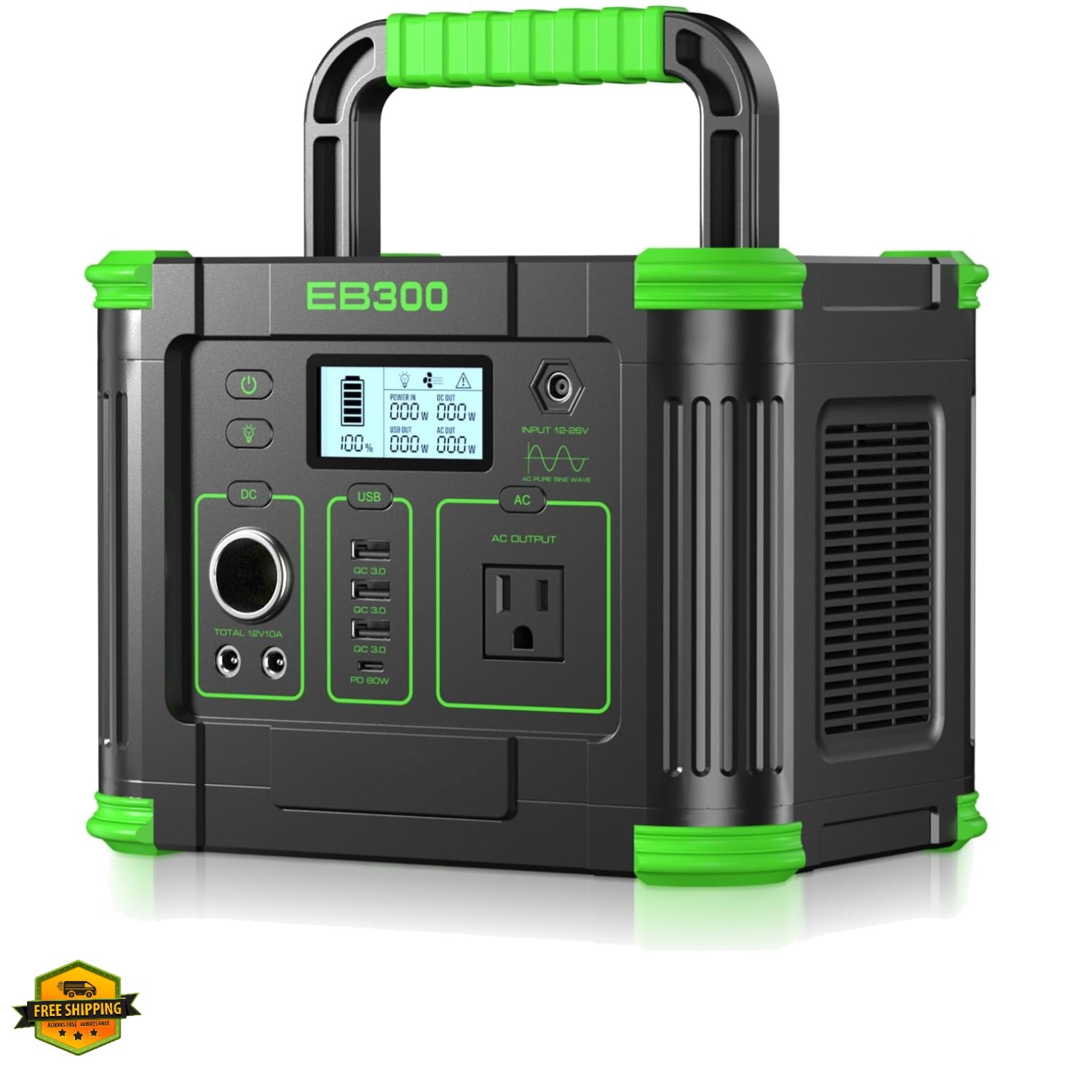 Portable Power Station 300W, 288Wh Solar Generator with 60W USB-C PD Output, …