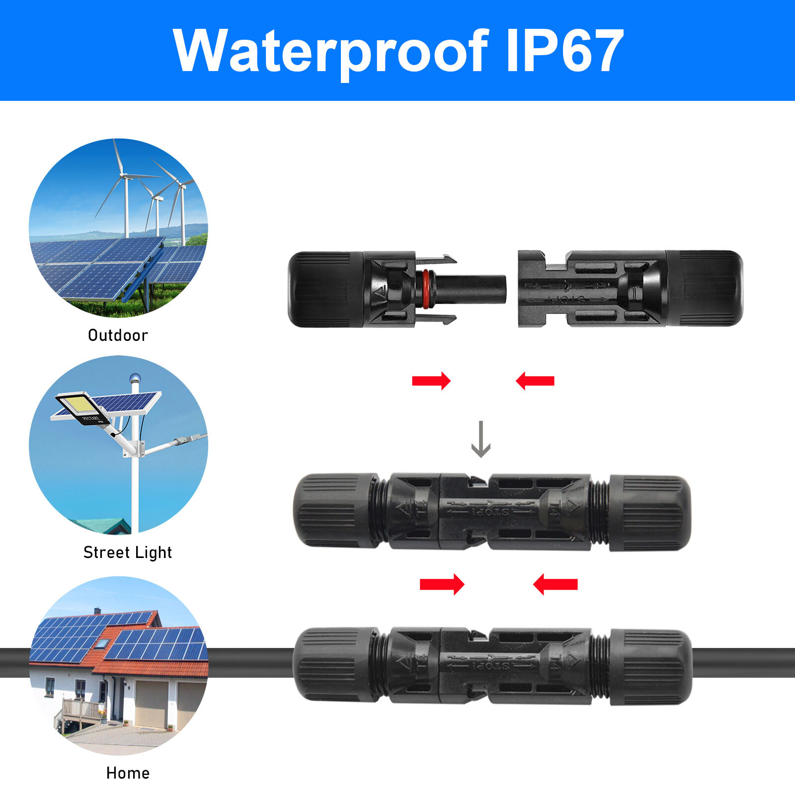 10 Pairs NEW Male Female M/F Wire Cable Connector Set Solar Panel 30A Waterproof