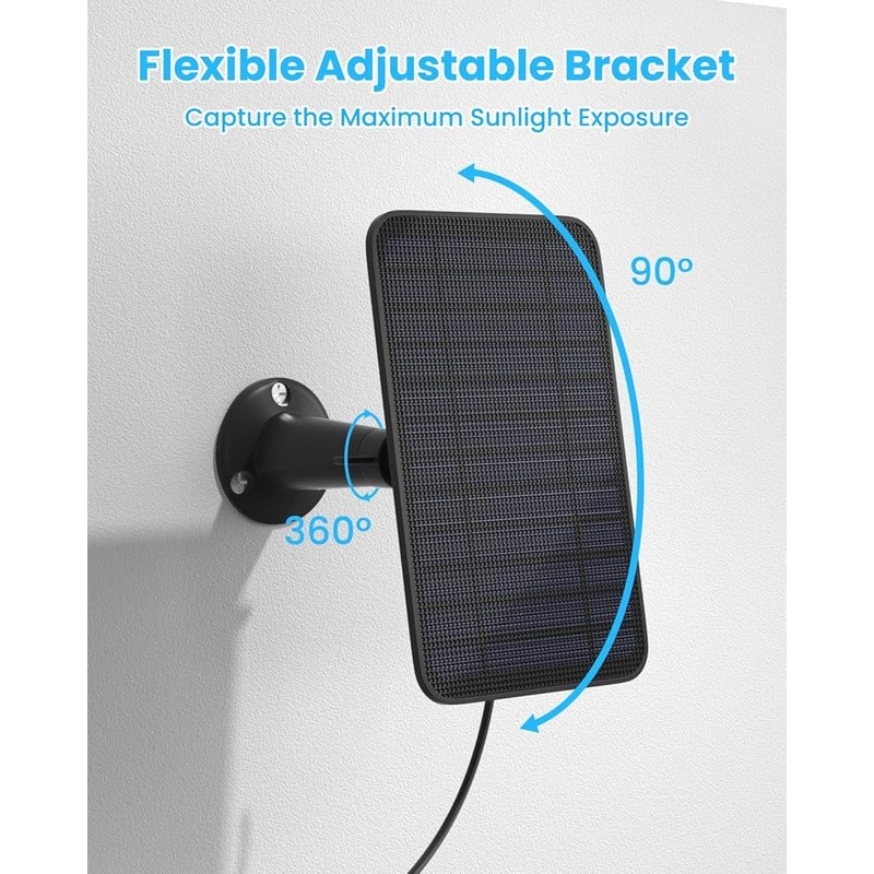 Solar Panel Charger 5W IP65 Waterproof 360 Adjustable Bracket 13ft Cable New