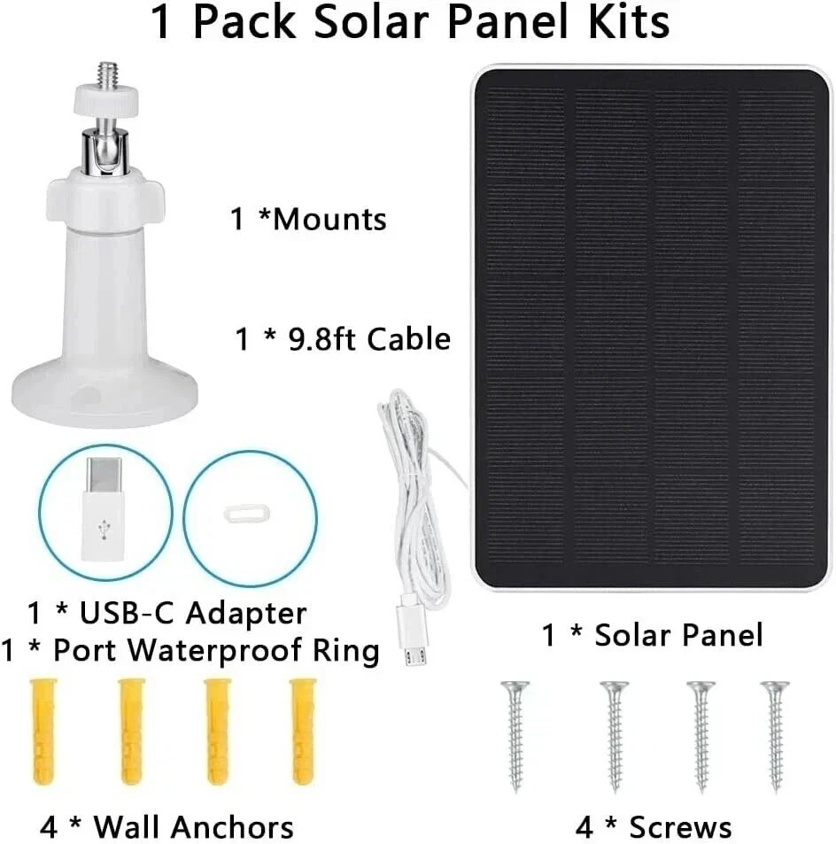 Solar Panel for Ring Camera(2nd Generation) Dustproof Waterproof 5W Solar Panel