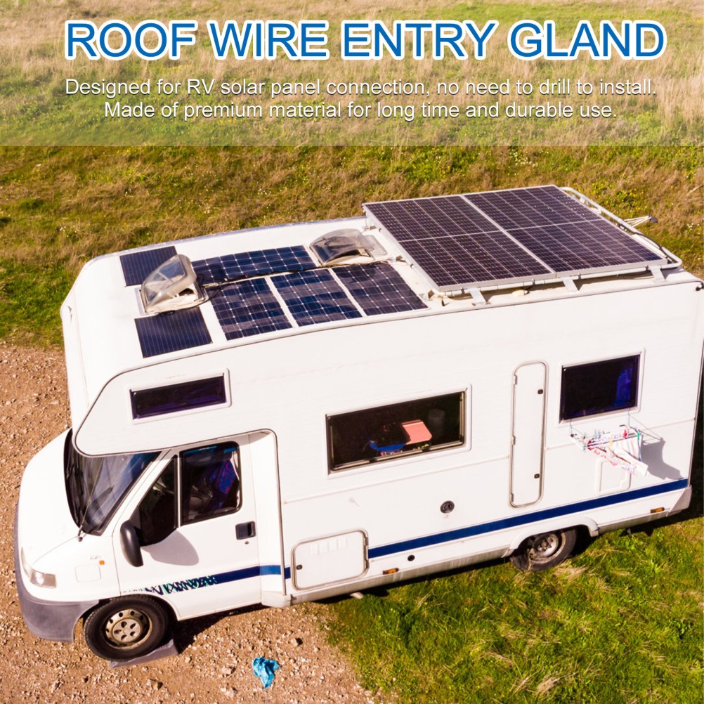 1 Pack Reusable Solar Cable Entry Gland Dual Hole White ABS for Camper Wiring