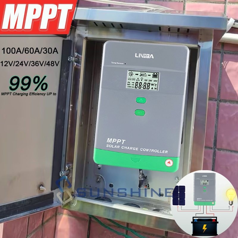 10-100A Solar Charger Controller MPPT&PWM Dual USB Charge Regulator Panel 12/24V