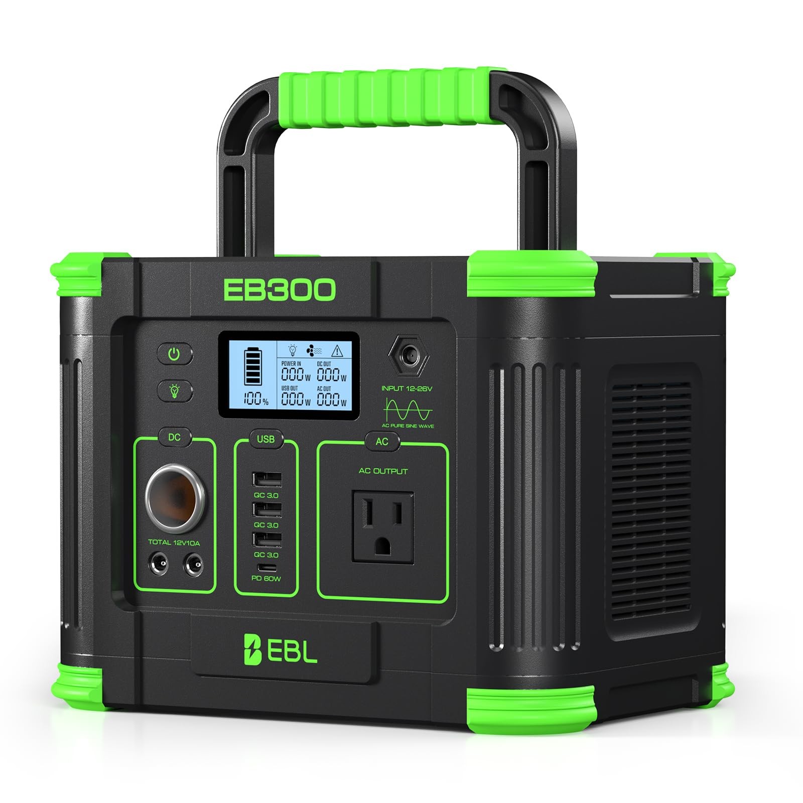 EBL Portable Power Station 288.6Wh 330W Solar Generator Pure Sine Wave AC Output