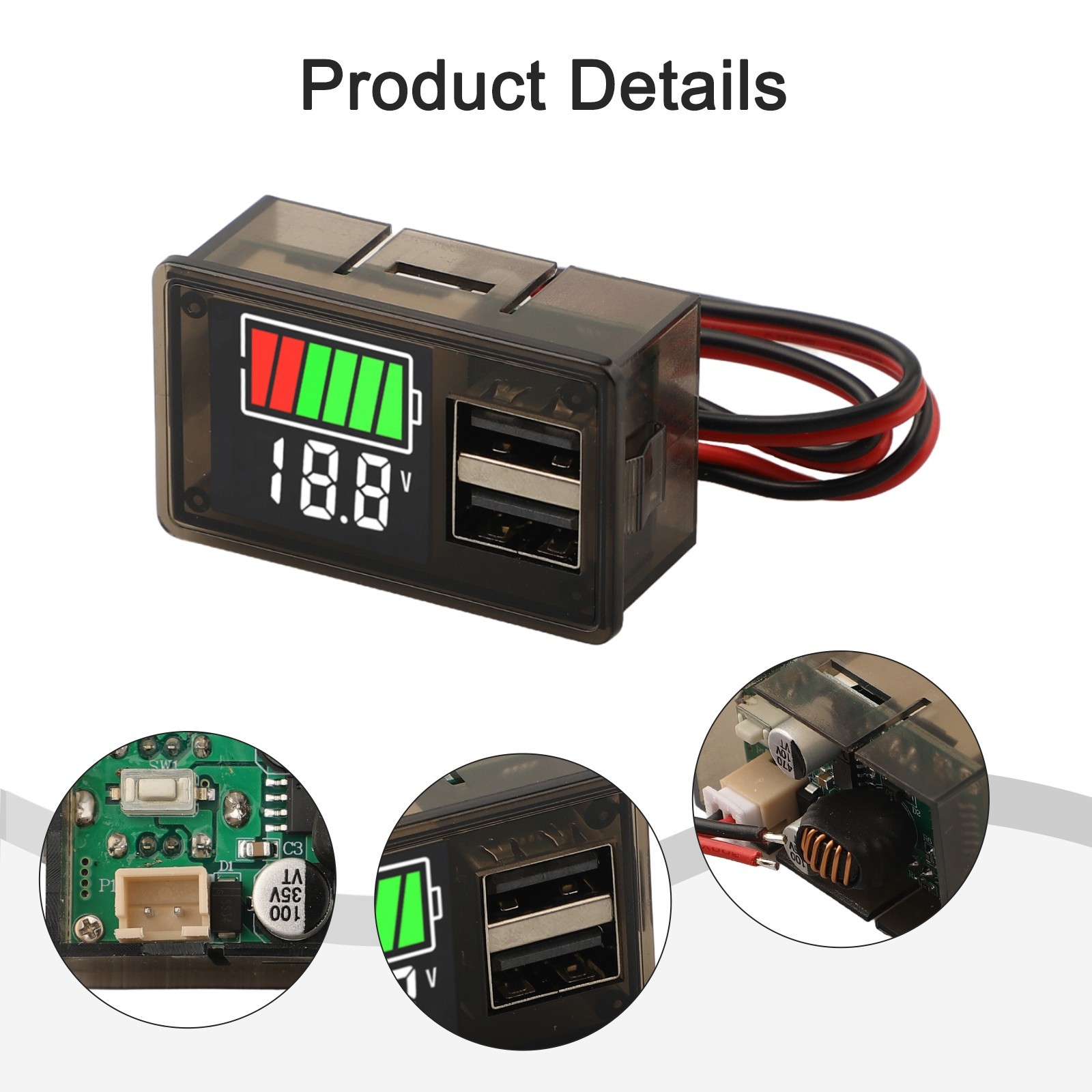 LED Voltmeter DC830V with Double USB Charging for Various Battery Types