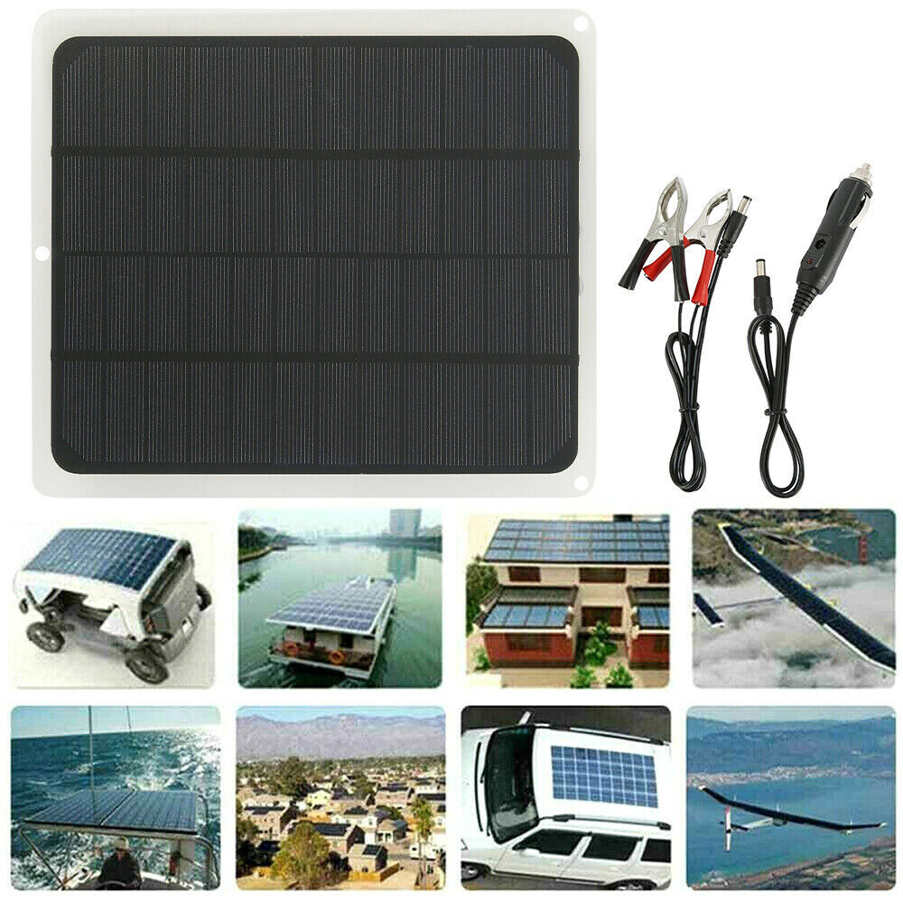 20W 12V Solar Panel Kit Trickle Charge Battery Charger Maintainer Marine RV Car