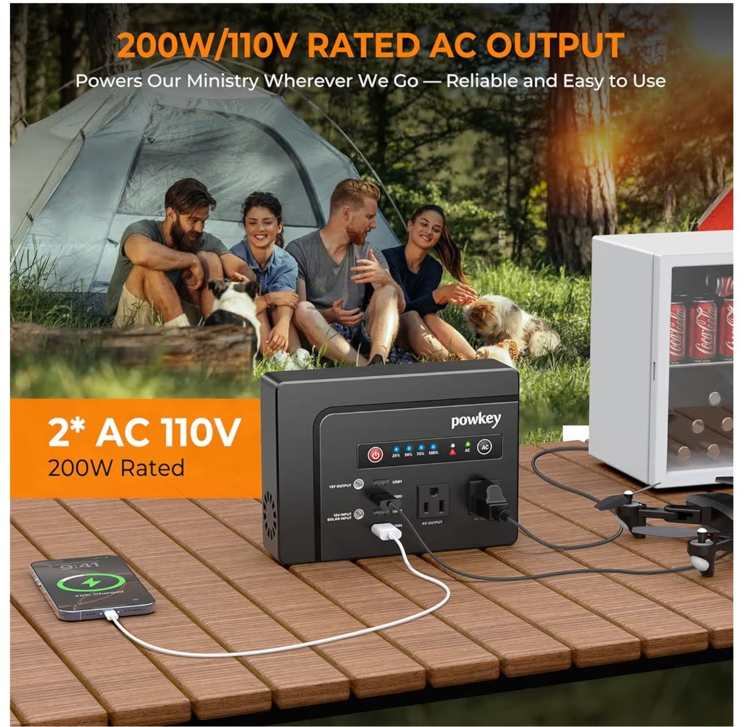 200W Portable Power Station, Powkey 120Wh/33,000mAh Power Bank with AC Outlet