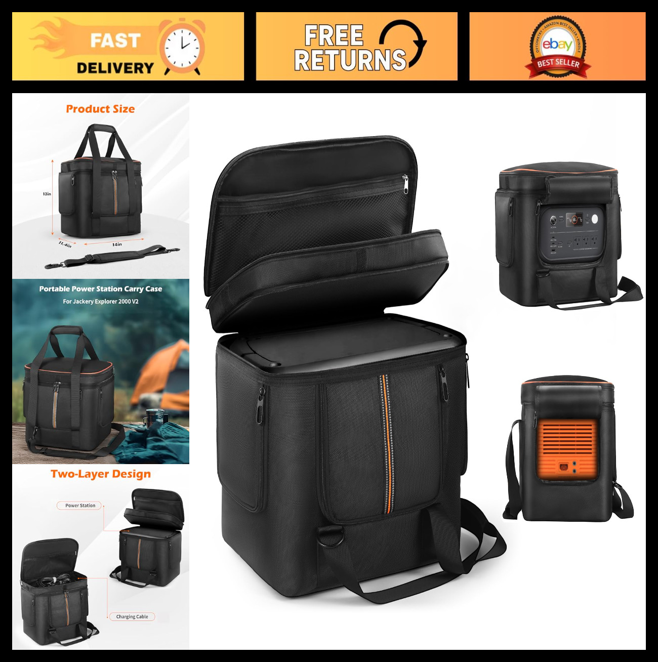 Portable Power Station Carrying Bag for Explorer 2000 V2, Travel Case with Quick