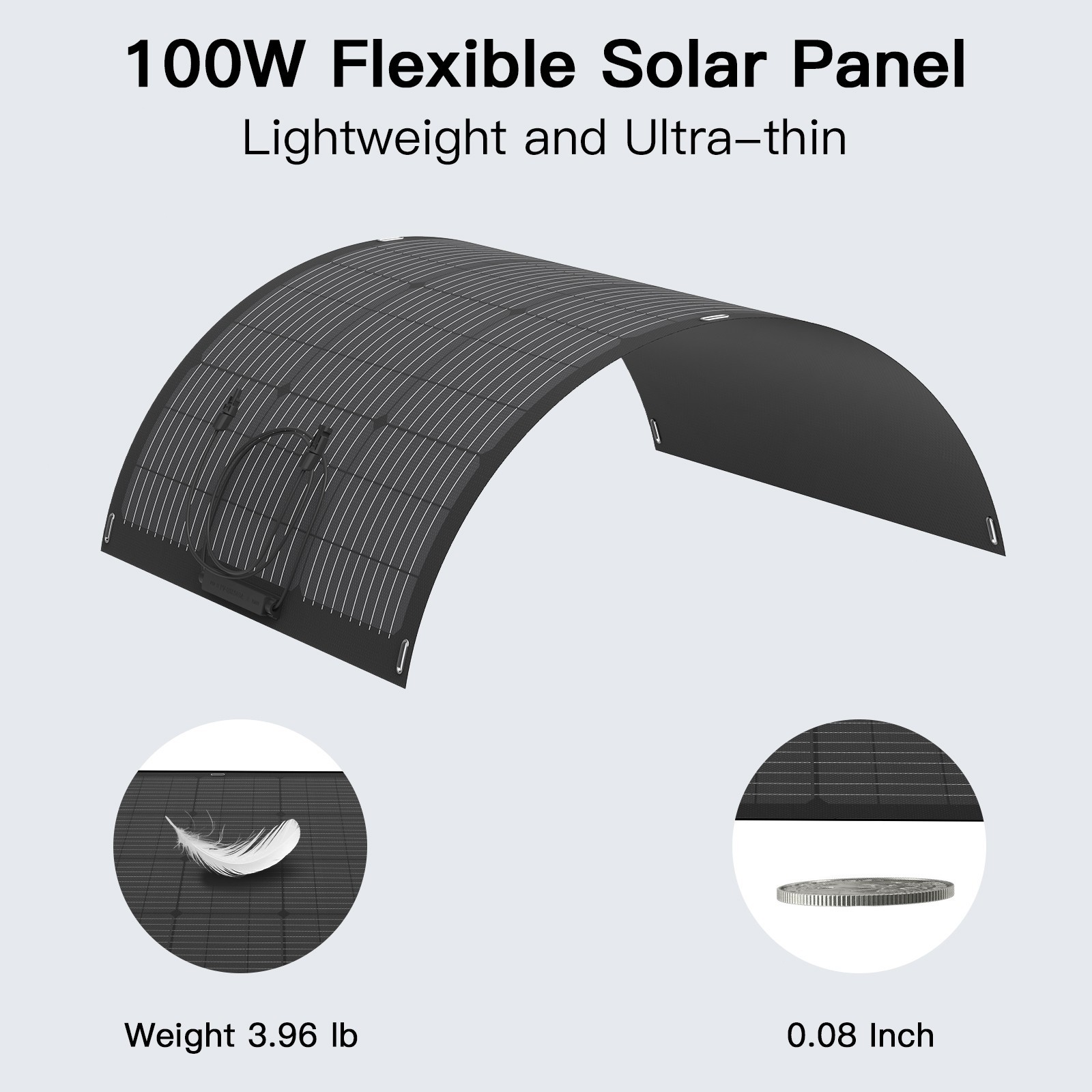 2 Pack Solar Panel 100W Flexible Solar Panel Kits For Power Station Balcony Boat