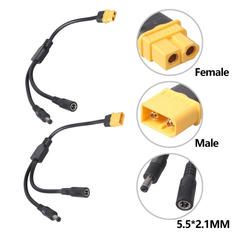 XT60 to DC5521 Connector Cable 28cm For Outdoor Power Supply And Remote Toys