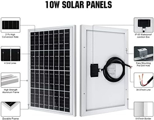 ECO-WORTHY 10W Solar Panel Battery Charger Portable for Charging 12V Battery …