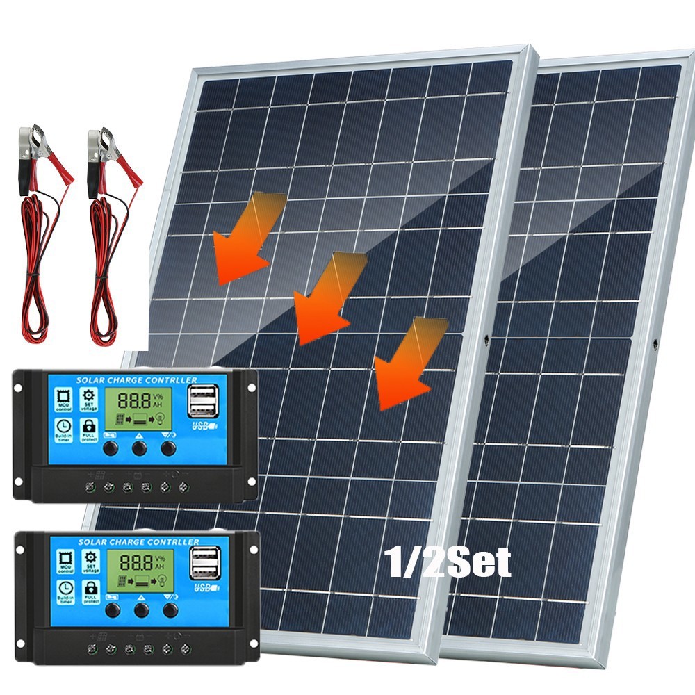 10W Solar Panel Trickle Charger 12V Solar Battery W/ 100A Controller Maintainer