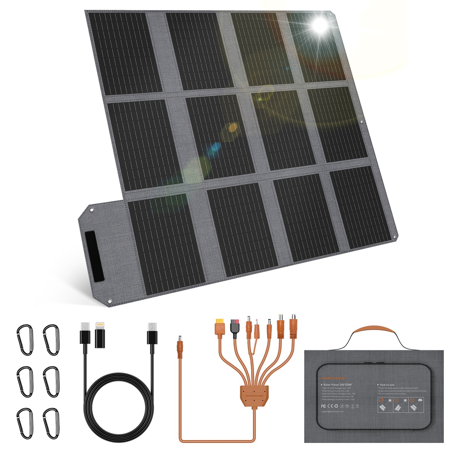 Upgrade Lightweight Solar Panel 40W 80W 120W Portable Foldable Solar Charger Bag