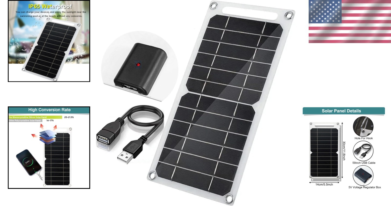 Ultra-Light 5V 6W Solar Panel Charger – Ultimate Solution for Camping and Hiking