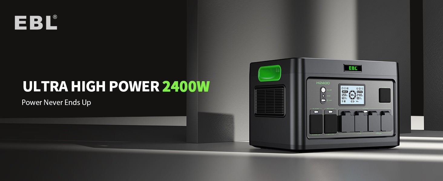 2400W 1843.2Wh LiFePO4 Portable Power Station Solar Generator Camping RV Backup