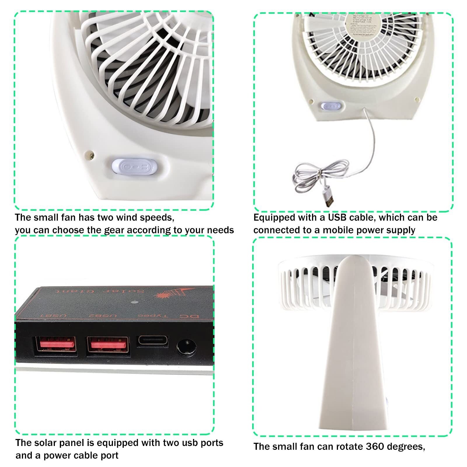 New Portable Solar Panel Multipurpose Solar Powered Fan Outdoor 6W Solar Charger