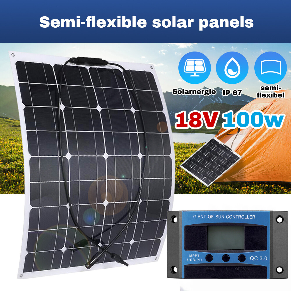 100W 200W Flexible 12V Mono Solar Panel Home RV Rooftop Camping Off-Grid Power
