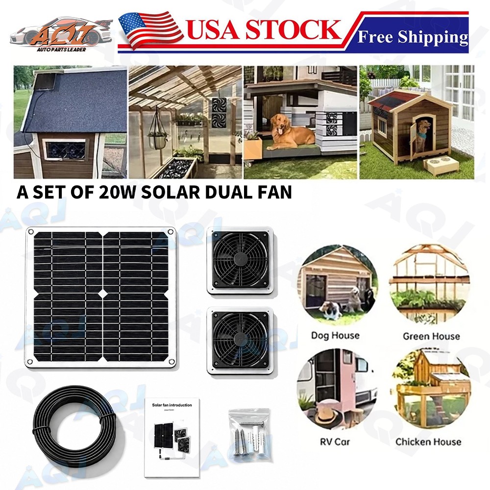 18V Solar Exhaust Fan Kit,Waterproof Ventilation Fan for Chicken Coop Pet House