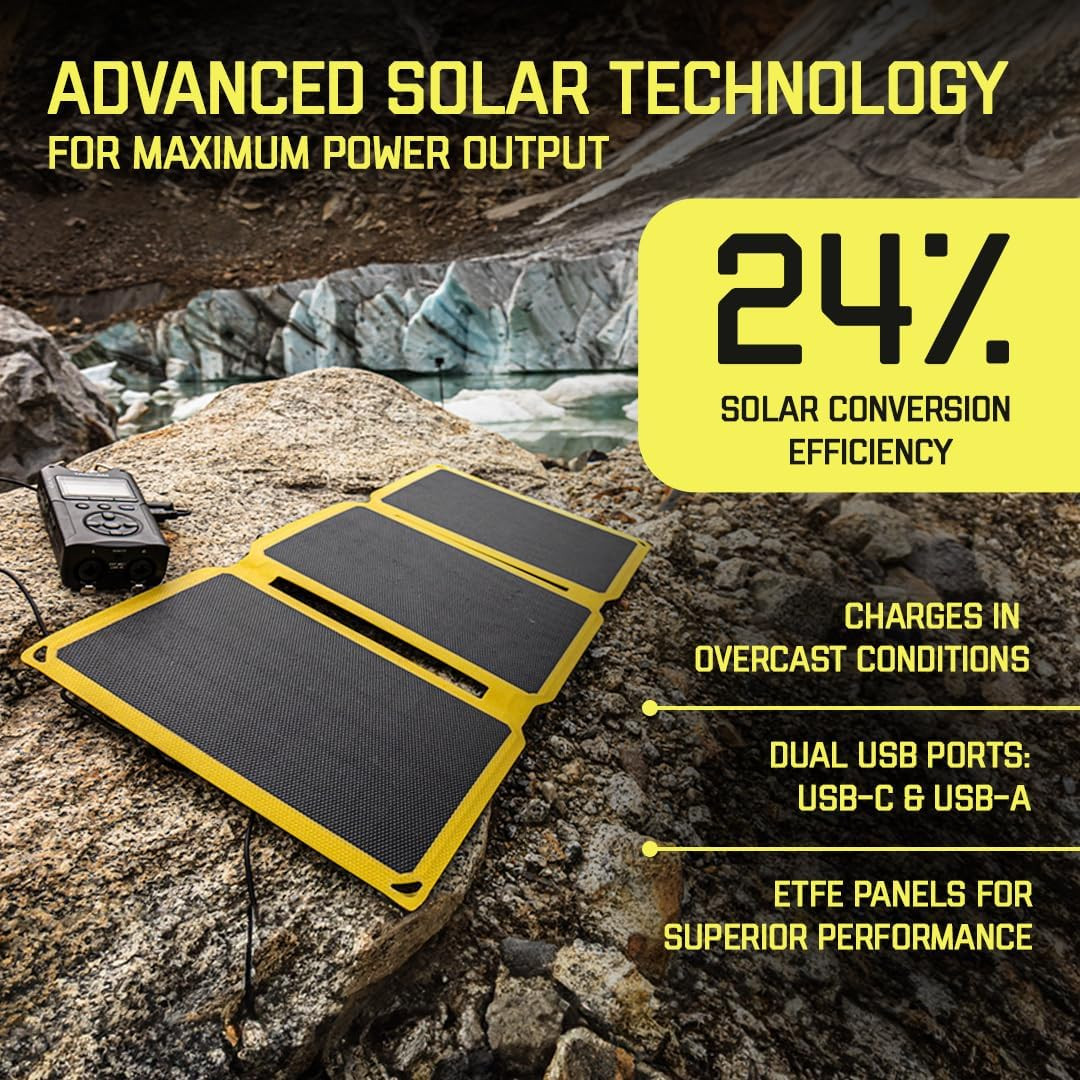 – 25 Watt Foldable Solar Panel, ETFE Monocrystalline Portable Solar Panel with U
