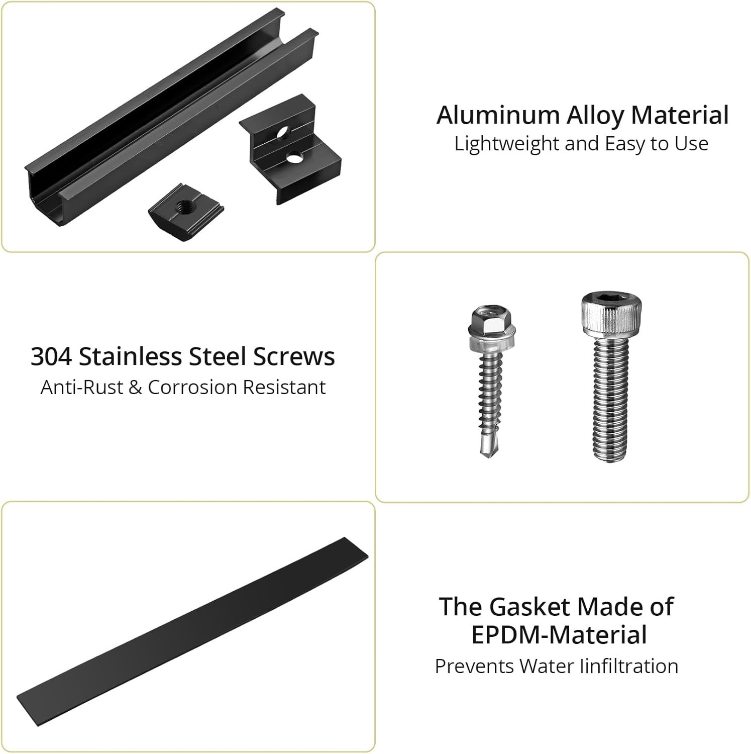 Solar Panel Bracket Kit, 6 Pcs 7.87 in Aluminium Solar Panel Mounting Rail 30Mm