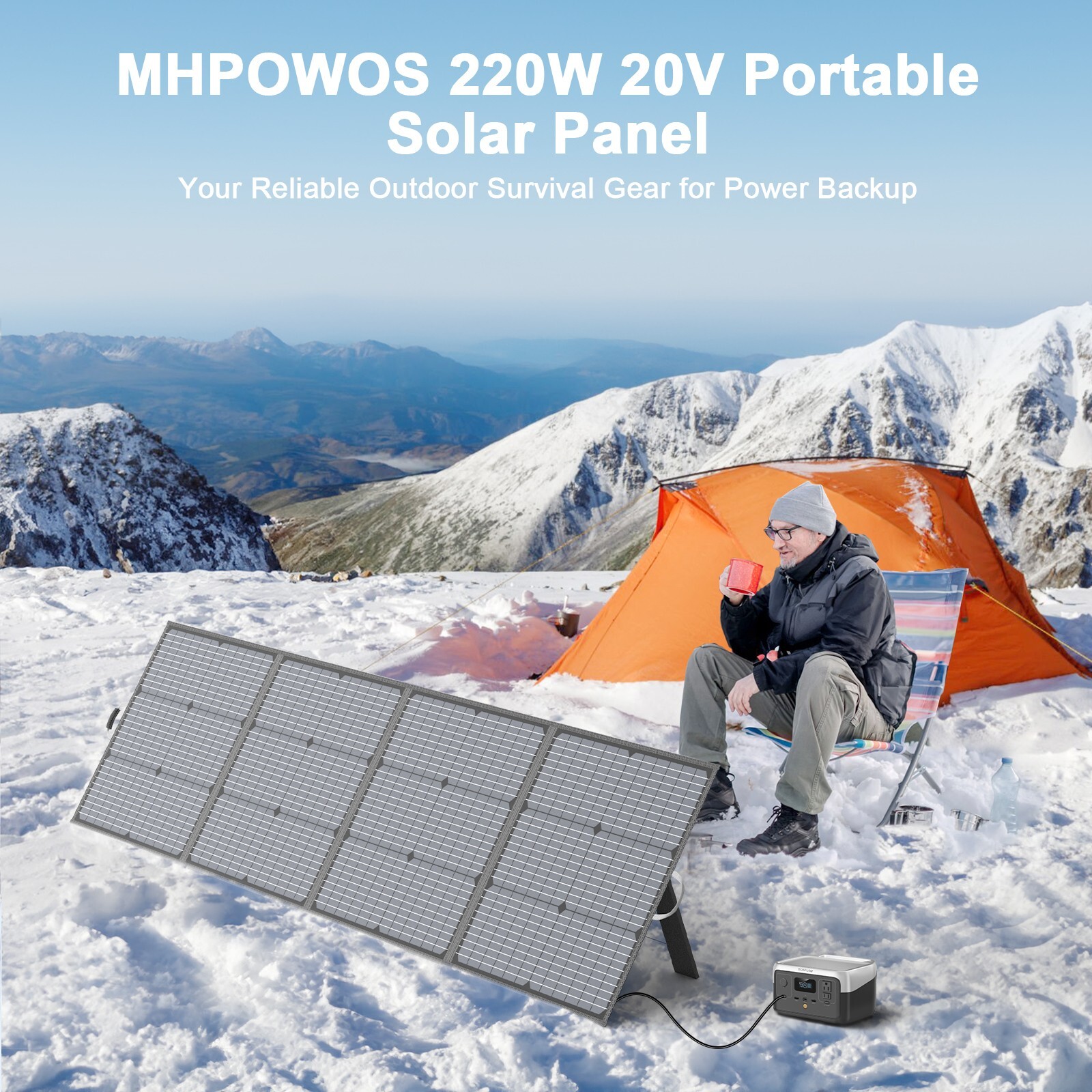 MHPOWOS 220W Solar Panel 20V for Ecoflow Bluetti Jackery Power Station Refurbish