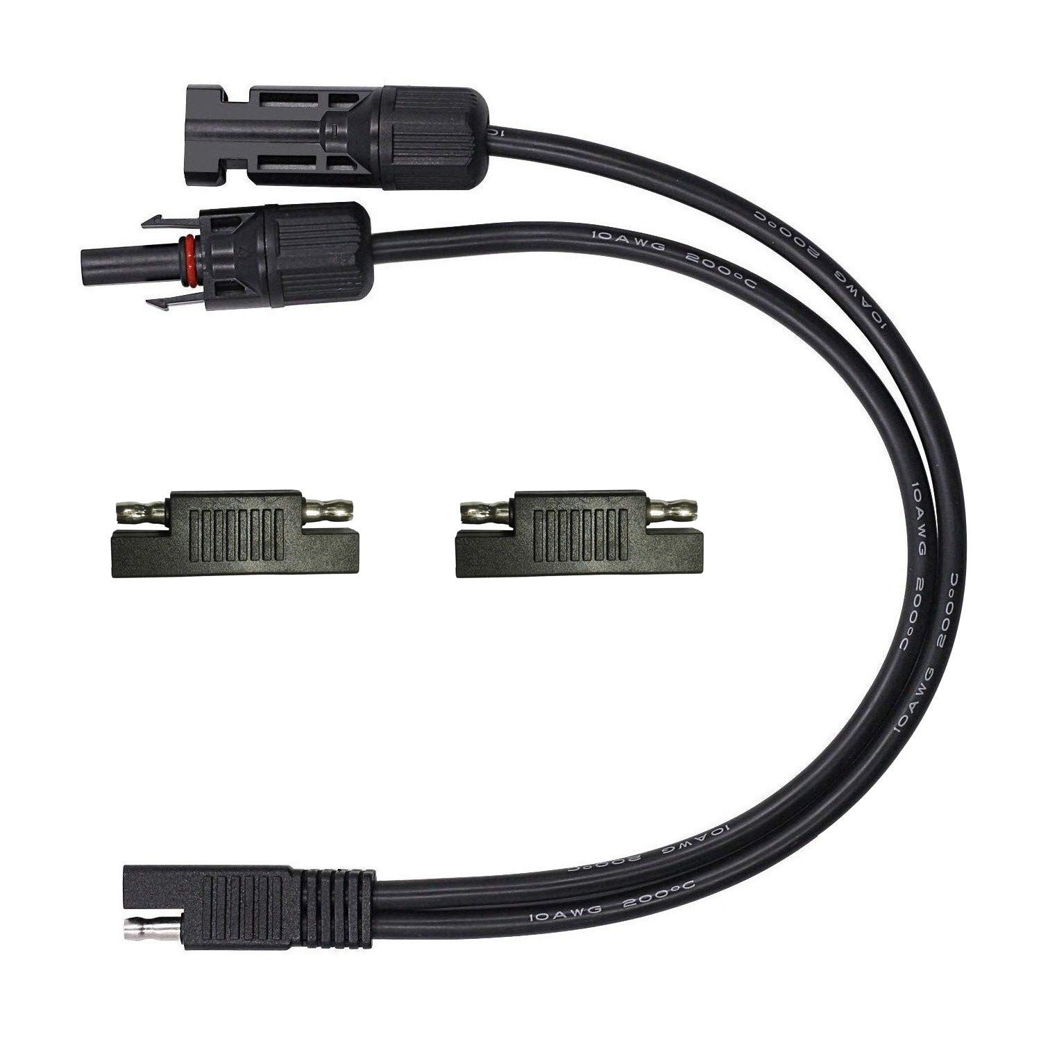 High-Quality 10AWG MC-4 to SAE Solar Cable – Weatherproof with Polarity Adapters