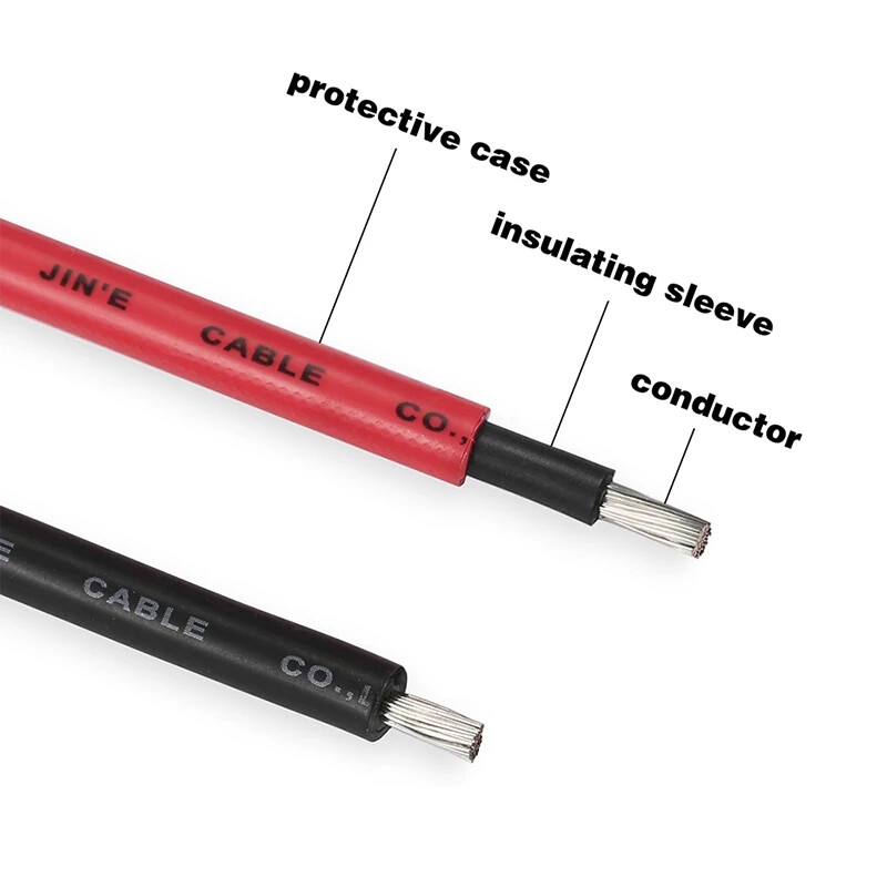 1 Pair PV Cable 2.5/4/6mm² 10-14AWG Black Red Wire with Connector Ends For Solar