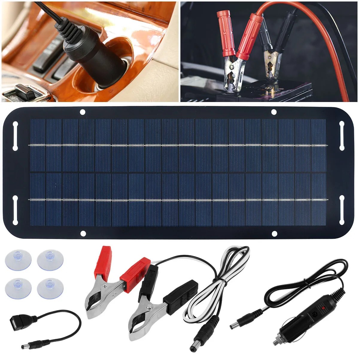 30W Solar Panel 12V Trickle Charger Battery Charger Kit Maintainer Boat RV Car